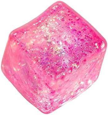 BlockPro 2.2" 1PCS Stress Cube Glitter Sensory Squishy Toy, Stress & Anxiety Relief Cube Sugar Squeeze Ball for Adults, Slow Rising Fidget Office Desk Toy, Ideal for Party Favors (Pink)