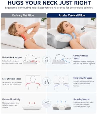 Cervical Neck Pillow, Ergonomic Pillow for Side & Back Sleepers