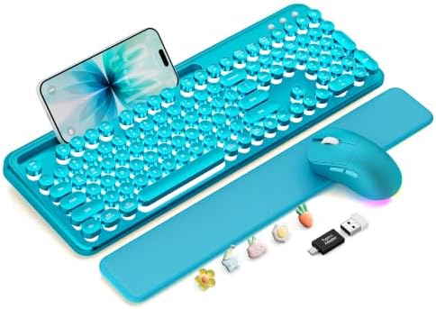 Wireless Keyboard and Mouse, Backlit Typewriter with Magnetic Wrist Rest