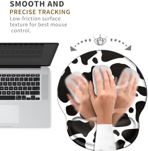 Cow Print Mouse Pad with Wrist Support Ergonomic Mousepad Wrist Rest Gel Mouse Mat Gaming Cushion Mouse Pads for Computer Office Work Women Men Kids