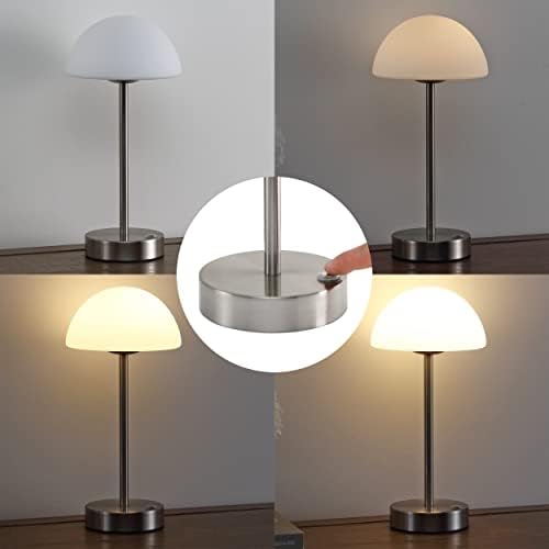 JONATHAN Y Xavier 12.5" Metal Cordless LED Table Lamp, Nickel