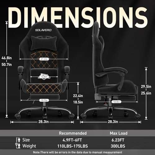 HLDIRECT Massage Recliner Gaming Chair with Footrest for Adults, Black