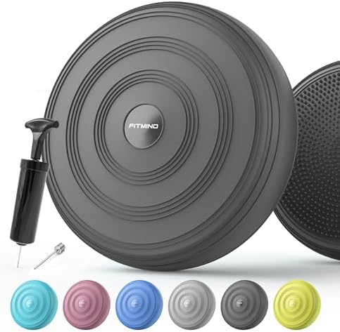 Inflated Wobble Cushion,Circular Non-slip Texture for Comfortable Sitting,Extra Thick Dyna Disc with Pump for Core Strength,Wiggle Seat to Improve Posture,Fitness,660lb Load Capacity