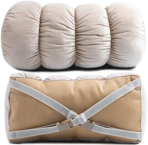 ALIBO Nonslip Recliner Lumbar Support Roll with Decorative Striped Flower Adjustable Low Back Pain Relief Pillow for Office Chair,Sofa,Car,and Travel Lumbar Pillow with Strap,17.3"X8.6"X5