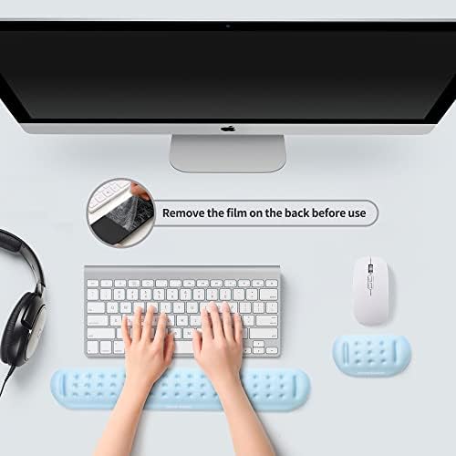 UnivoColors Light Blue Keyboard Wrist Support and Mouse Wrist Rest Set, Made of Memory Foam Soft Gel, Ergonomic Pad for Computer, Laptop, Mouse, Office, Gaming