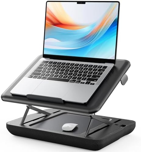 SAIJI Height & Tilt Adjustable Lap Desk, Portable Laptop Stand for Bed
