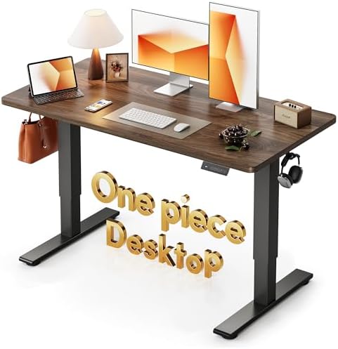 CubiCubi 48 x 24 Electric One-Piece Standing Desk, Black Walnut