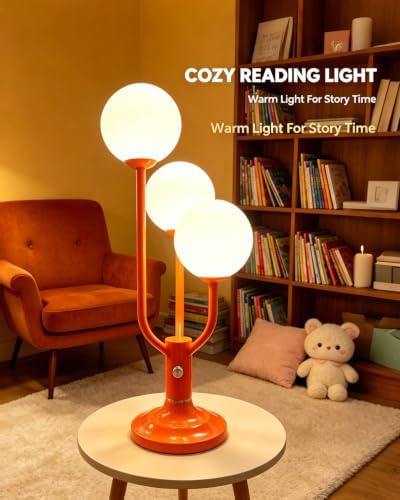 Lightdot Vintage Orange Table Lamp Dimmable Globe Lamp G9 3 Bulbs Included