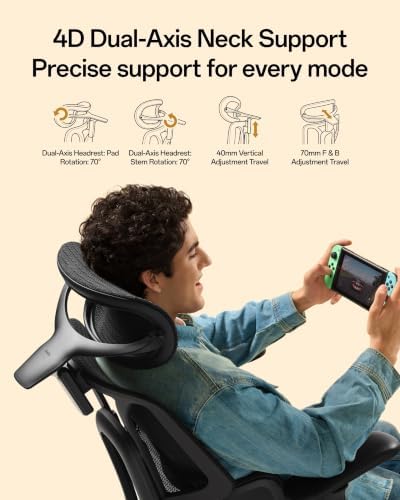 Hbada E3 Air Ergonomic Office Chair, 3-Zone Lumbar Support, Comfy Home Office Chair with Auto Recline, 4D Headrest & Armrests, 140° Tilt for Work & Relax, Obsidian Black