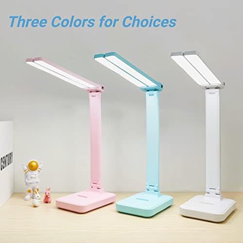 LuxLumin Blue Desk Lamp for Home Office,Portable Small Desk Lamp with 3 Lighting Modes, Battery Operated Rechargeable Desk Light for Kids, Reading,Studying,Dormitory,Blue