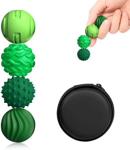 Silicone Magnetic Sensory Balls Fidget Toys,4 Pack Office Stress Toys,Green