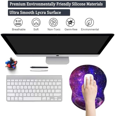 Mouse Pad with Gel Wrist Support and Non-Slip Base - Pain Relief Ergonomic Wrist Rest Mouse Pad for Working & Gaming, Home & Office Desk Accessories Gaming (Nebula)