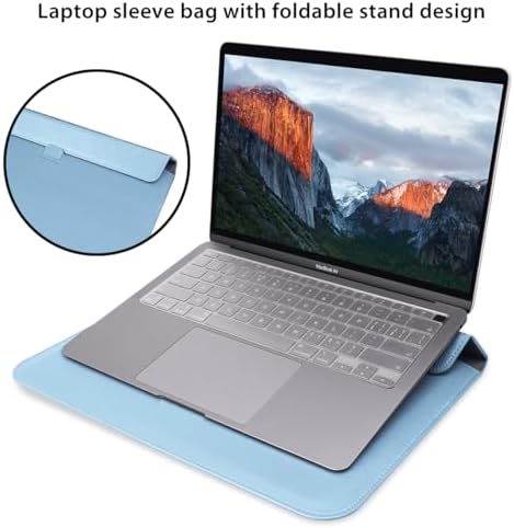 PU Leather Laptop Sleeve Case with Stand for 2026 MacBook Neo 13 A3404, 2026-2022 Air13.6'' M5 A3449 M4 A3240 M3 A3113 M2 A2681, 2018-2021 Air 13'', Laptop Bag for 2016-2022 Mac Pro13, Blue
