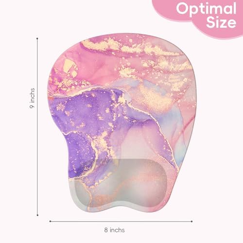 Upgrade Ergonomic Mouse Pad,Non Slip Mousepad Wrist Rest Support for Office, Computer, Laptop & Mac(B-Charming Pink Marble)