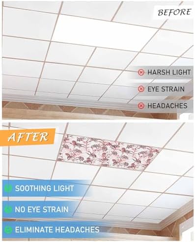 Red Herb Magnetic Fluorescent Light Covers for Ceiling Lights 2 x 4 Feet,Floral Watercolor Spring Summer Wild Flower Plant Office Classroom Kitchen Drop Ceiling Light Covers Lighting Filter 3 Packs