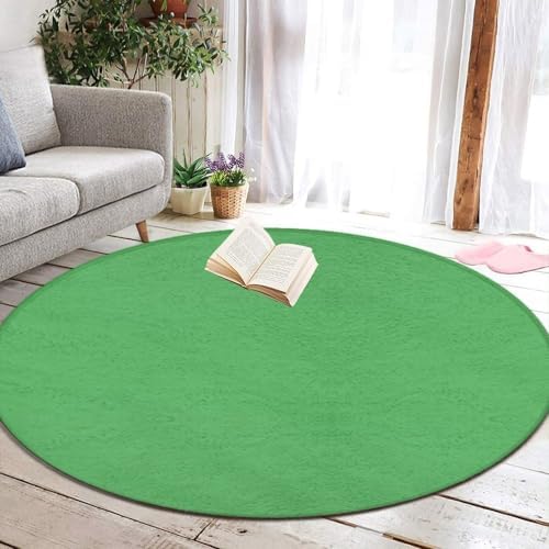 Home Decor Non Slip Kitchen Office Circle Rug, Machine Washable Modern Round Area Rug, Room Sofa Yoga Soft Round Carpet Green, 24inch