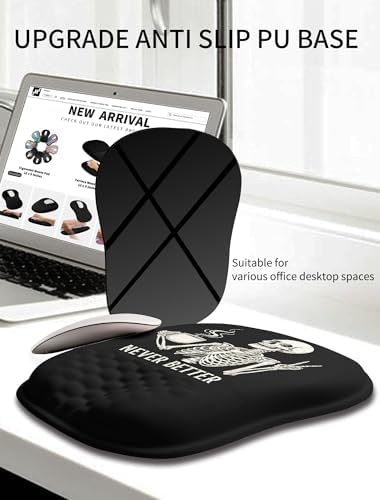 Hokafenle Ergonomic Wrist-Hugging Mouse Pad Wrist Support, U-Shaped Holding Wrist Rest Mousepad for Carpal Tunnel Pain Relief with Cushioned Memory Foam Slope Massage Bulge (10.2x8.3 in,Never Better)