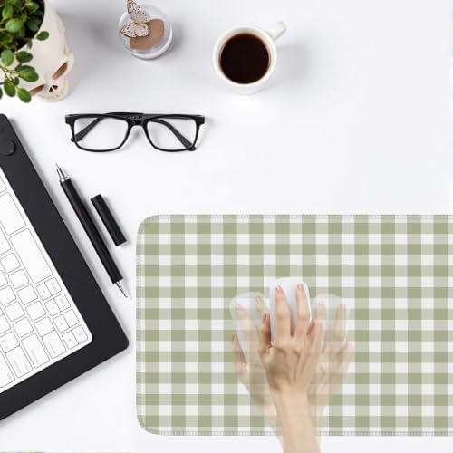 Green Checkered Gingham Desk Mat Pad XXL Large Mouse Pad Anti-Slip Big Mousepad with Stitched Edges Computer Mouse Pads for Desktop Decor Cute Office Desk Accessories