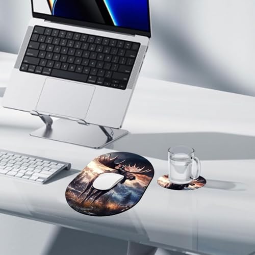 Small Mouse pad, Portable, Waterproof Non-Slip Rubber Bottom, Suitable for Wireless Mouse, Laptop Keyboard Tray for Both Men and Women, Office Travel 7.1x10.6in，Deer in Forest