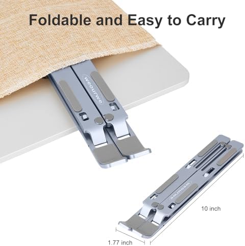 Ergonomic and Foldable Laptop Stand for Desk, Adjustable Riser, Fits All Laptops and Notebooks up to 17,Ultra-Thin,Ventilated Cooling,ABS+Silicone,Midnight.