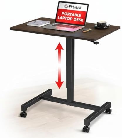 FitDesk Portable Laptop Desk, Adjustable Standing Workstation - Walnut 27"