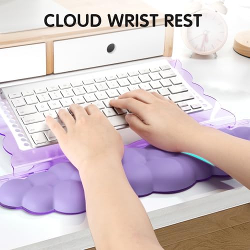 Purple Acrylic Keyboard Stand with Wrist Rest，Detachable/Adjustable Width