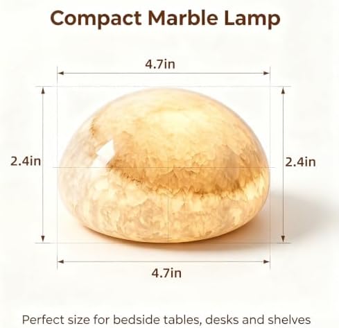 Natural Marble Lamp Cordless Touch Control Night Light Rechargeable Small Marble Table Lamp, Dimming Warm Glow Portable Marble Touch Lamp for Bedroom, Living Room, Decor Gift (B-with Vein)