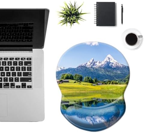 Ergonomic Mouse Pad with Support - Comfortable Wrist Rest, Non-Slip PU Base for Home Office, Studying, Gaming (Natural Landscape)