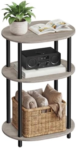 VASAGLE Side Table, Small End Table, Tall Nightstand, Steel Frame