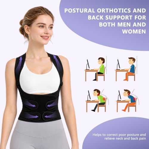 HZD Back Brace Posture Corrector for Women & Men, Adjustable Upper,Black-S