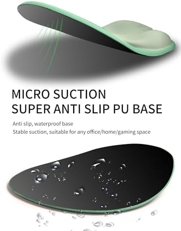 Palm-Rest and Wrist-Hugging Mouse Pad Wrist Rest, Ergonomic Wrist Support with Curve Fitting Cushioned Memory Foam for Carpal Tunnel Pain Relief, 9.9 x 8.3 Inch, Minty Green
