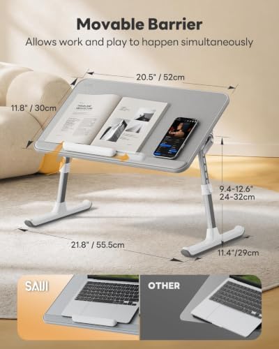 SAIJI Non-Slip Leather Lap Desk Laptop Bed Tray Table, Laptop Stand for Bed