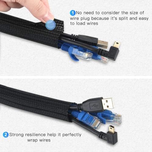 AGPTEK Cable Sleeve, 10ft - 4/5 inch Cable Management Cord Hider, Black