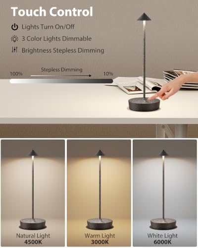 Cordless Table Lamps Rechargeable 6000mAh Battery Operated LED Desk Lamp