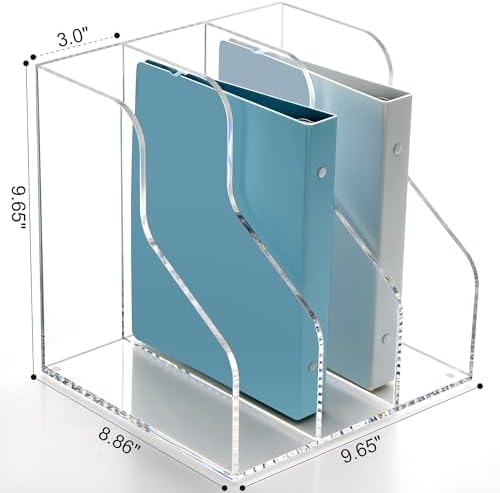 SANRUI 3 Slots Acrylic Magazine Holder, Desktop File Sorter Organizer Rack Bookshelf, Workspace Sorters Office Desk Accessories Organization Storage Stand, Clear