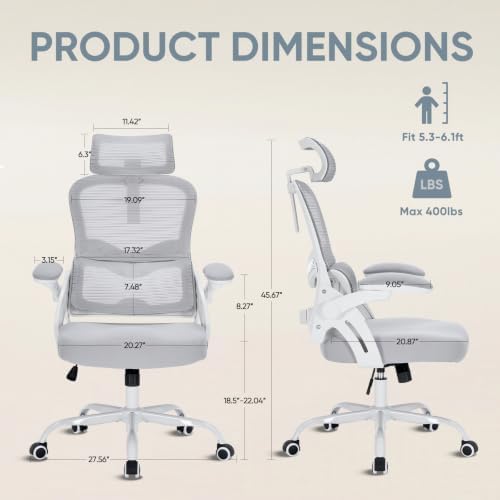 Ergonomic Office Chair 400 lbs Mesh Desk Chair with Headrest