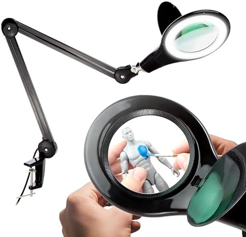 Brightech LightView PRO Magnifying Desk Lamp, 2.25x Light Magnifier, Adjustable Magnifying Glass with Light for Crafts, Reading, Close Work - Black