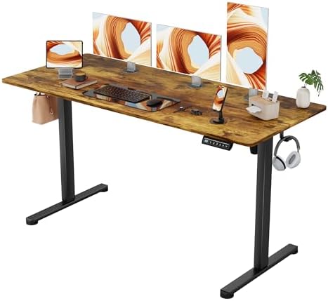 Furmax 55 Inches Electric Standing Desk, Home Office Desk with Phone Holder