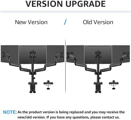 MOUNTUP Triple Monitor Mount for 17-32 inch Screens, Full Motion Triple Monitor Stand, 3 Monitors Desk Mount Holds 4.4-19.8 lbs Each, Clamp & Grommet Mounting, Black
