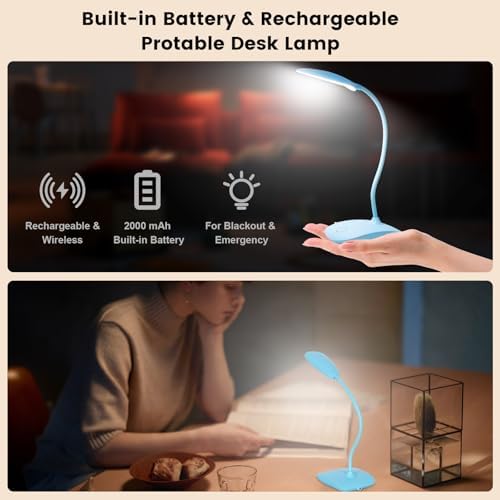 Portable Battery Powered Desk Lamp Small Rechargeable LED Table Light