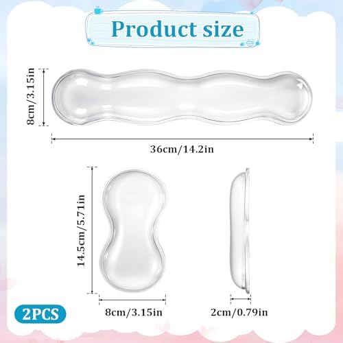 Gel Wrist Rest for Keyboard Clear Anti-Slip Mouse Pad Cute Ergonomic White Silicone Computer Wrist Rest Set for Keyboard Relieve Office Typing or Gaming Wrists Pain