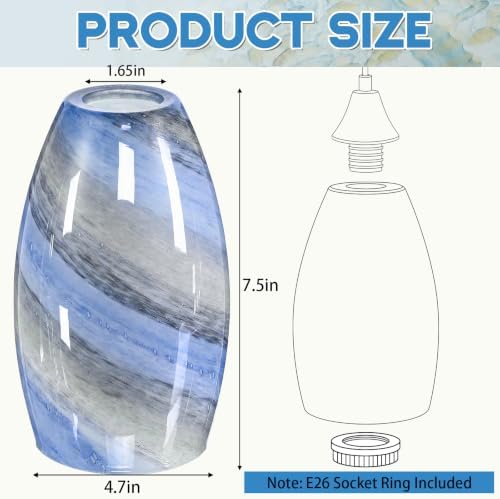 Teenyyou 1 Set Oval Glass Lamp Shade Replacement, Glacier Flow