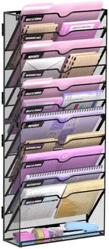 SUPEASY 12-Tier Wall File Organizer with Base, Wall Mounted File Holder