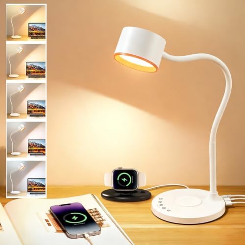 LiFMIRA Desk lamp with 2 USB Charging Ports, Touch Control Desk Light White