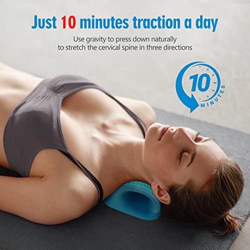 Neck Stretcher for Pain Relief, Neck and Shoulder Relaxer Cervical Traction Device Pillow for Muscle Relax and TMJ Pain Relief (Blue)