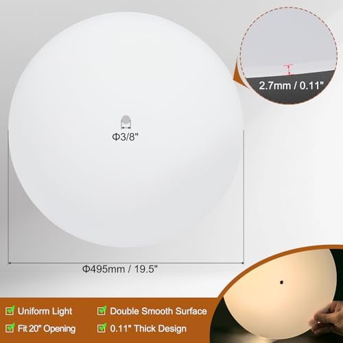 PATIKIL Lampshade Diffuser, 19.5" Diameter with 3/8" Center Hole Round Diffuser 2.7mm Thick for Drum Lampshades Pendants Light Fits 20" Openings, Translucent White
