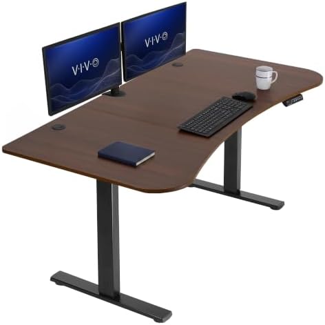 VIVO Dark Walnut 63 x 32 in Standing Desk, DESK-KIT-1B1D