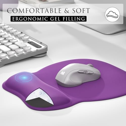MROCO Ergonomic Mouse Pad with Gel Wrist Rest, 9.4 x 8.1 in, Violet Purple
