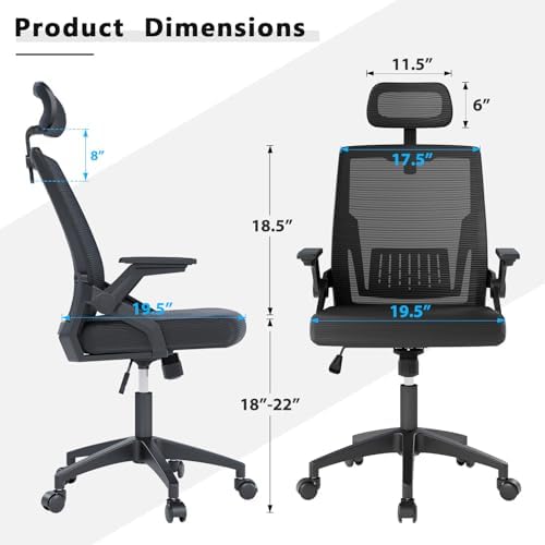 OS MOTOR Ergonomic High-Back Mesh Office Chair with Headrest