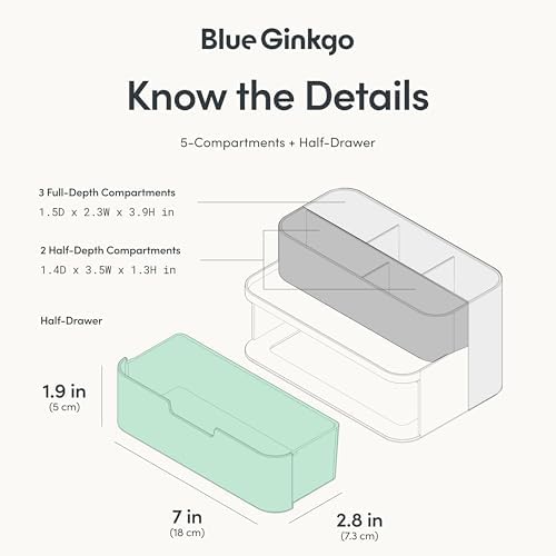 BLUE GINKGO Compact Desk Organizer, Blue, Made in Korea